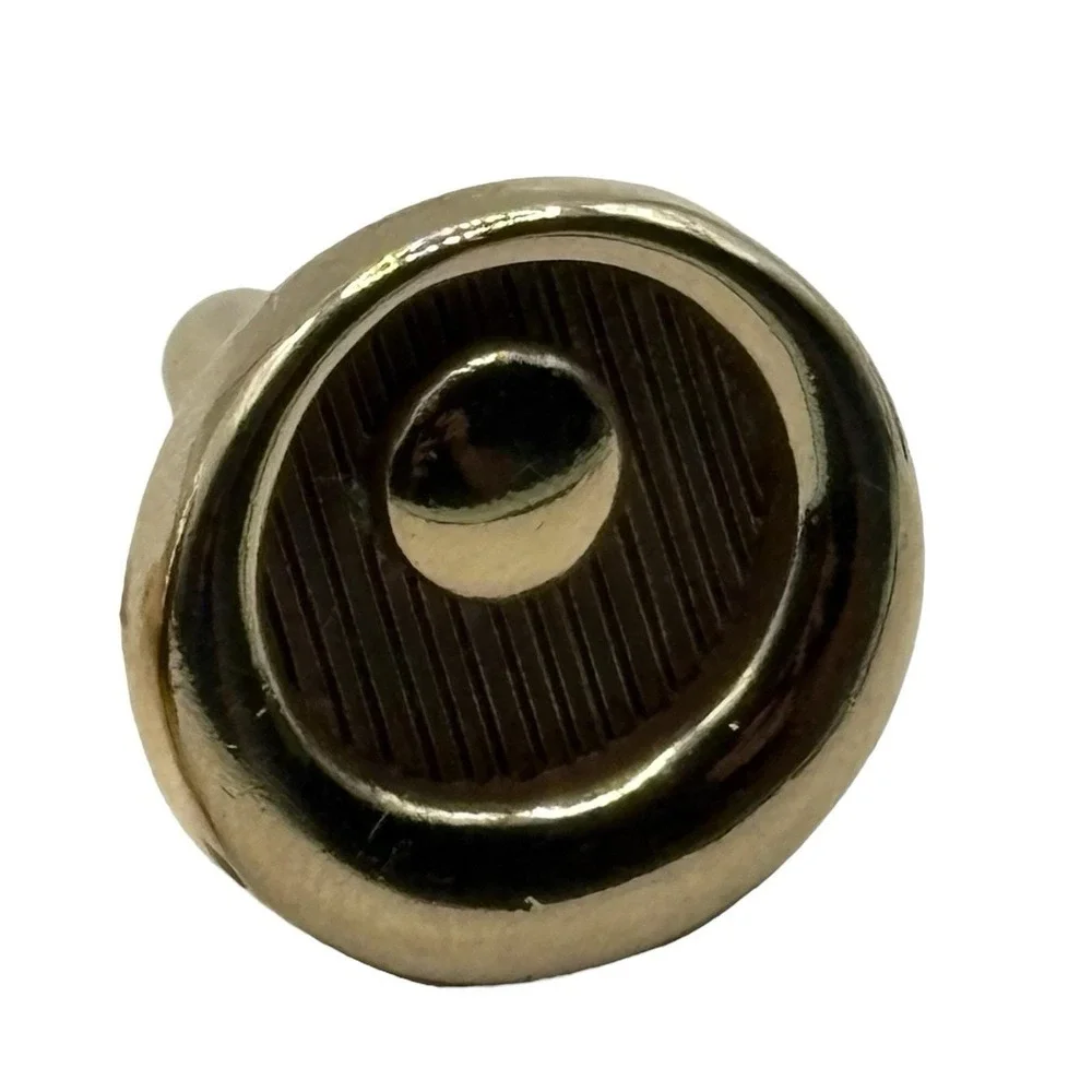 Vintage Cufflinks Round Gold‎ Tone Crescent Moon Wood Look Formal Men's Textured